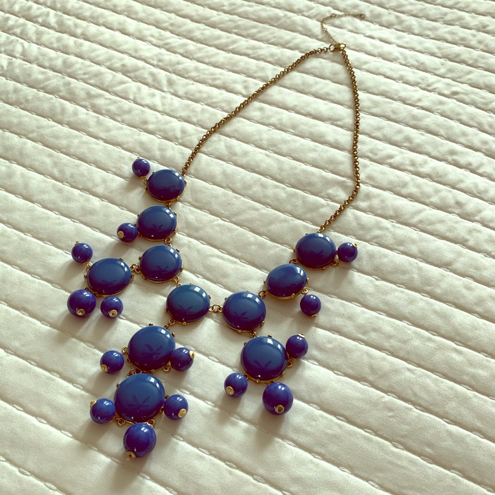 J. Crew long statement bib bubble necklace blue